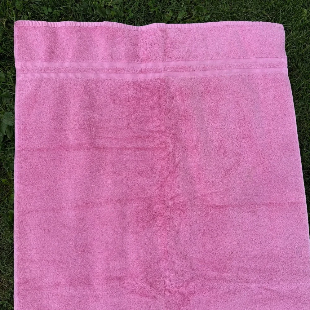 Ralph Lauren Bath Towel Large Pink 100% Cotton Made USA Solid Dobby Border VTG